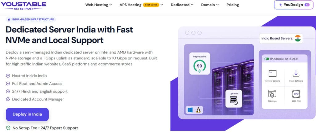 YouStable Dedicated Server India