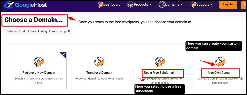 GoogieHost Free Domain