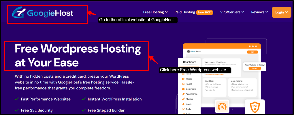 GoogieHost Free WordPress Hosting