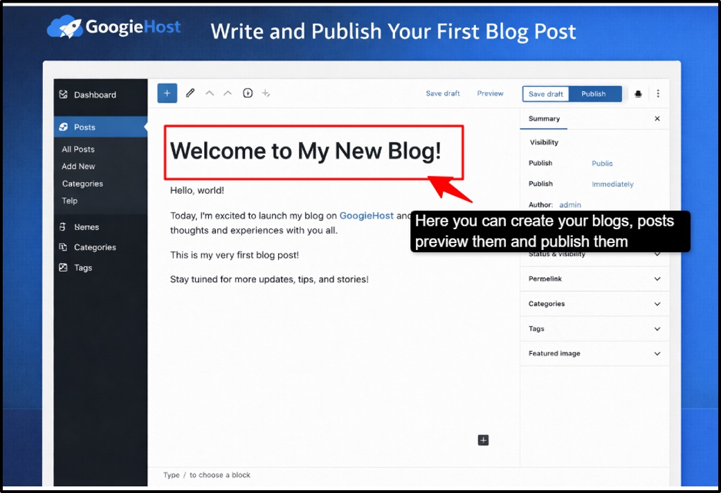Write and Publish Your First Blog Post