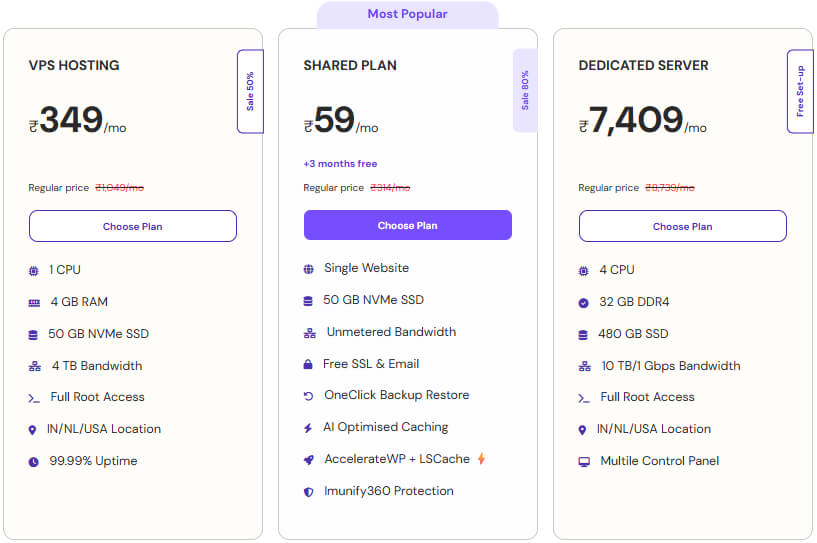 Top 5 Best Web Hosting in Delhi (Tested on Live Websites) 2 YouStable Web Hosting Plans & Pricing